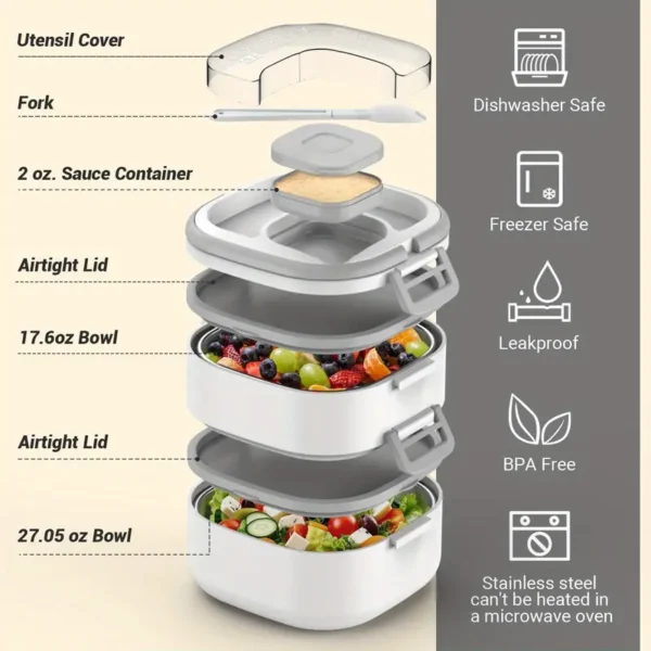 2 Stainless Steel Tier Bento Box