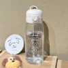 Transparent Sports Water Bottle with Straw
