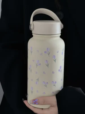 Purple Tulip Insulated Stainless Steel Water Bottle