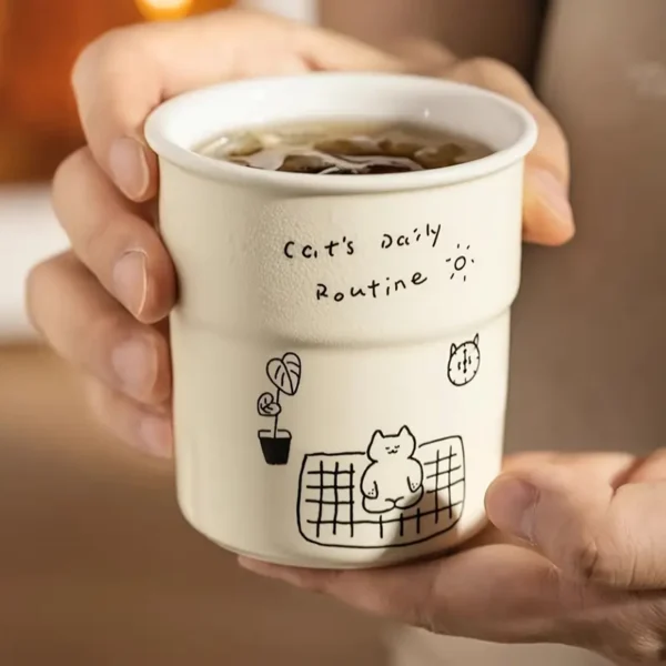 Cartoon Ceramic Handheld Cup with Silicone Lid