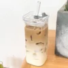 Transparent Square Water Cup with Straw