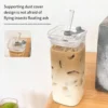 Transparent Square Water Cup with Straw